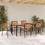 Juego de Comedor de Jardín de 7 Piezas de Poliratán Negro y Acacia | Foro24.es | Tu tienda online para hogar, jardín y más Foro24.es