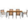 Juego de Comedor de Jardín de 7 Piezas de Poliratán Negro y Acacia | Foro24.es | Tu tienda online para hogar, jardín y más Foro24.es