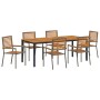 Conjunto de Comedor de Jardín Set de 4 Gris, Marrón Metal, Madera | Foro24.es | Tu tienda online para hogar, jardín y más Foro24.es