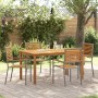 Set de comedor de jardín de 5 piezas  Gris Poliratán Acacia, Sillas de jardín apilables  con cojines 2 pcs Gris Poliratán | Foro24.es | Tu tienda online para hogar, jardín y más Foro24.es