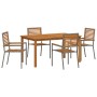 Set de comedor de jardín de 5 piezas  Gris Poliratán Acacia, Sillas de jardín apilables  con cojines 2 pcs Gris Poliratán | Foro24.es | Tu tienda online para hogar, jardín y más Foro24.es