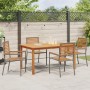 Set de comedor de jardín de 5 piezas  Gris Poliratán Acacia, Sillas de jardín apilables  con cojines 2 pcs Gris Poliratán | Foro24.es | Tu tienda online para hogar, jardín y más Foro24.es