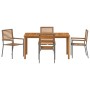 Set de comedor de jardín de 5 piezas  Gris Poliratán Acacia, Sillas de jardín apilables  con cojines 2 pcs Gris Poliratán | Foro24.es | Tu tienda online para hogar, jardín y más Foro24.es