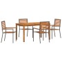 Juego de Comedor de Jardín de 5 piezas Gris Poliratán Acacia, Sillas de Jardín Apilables  con Cojines 2 pcs Gris Poliratán | Foro24.es | Tu tienda online para hogar, jardín y más Foro24.es