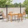 Juego de Comedor de Jardín de 5 piezas Gris Poliratán Acacia, Sillas de Jardín Apilables  con Cojines 2 pcs Gris Poliratán | Foro24.es | Tu tienda online para hogar, jardín y más Foro24.es
