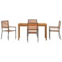 Juego de Comedor de Jardín de 5 piezas Gris Poliratán Acacia, Sillas de Jardín Apilables  con Cojines 2 pcs Gris Poliratán | Foro24.es | Tu tienda online para hogar, jardín y más Foro24.es