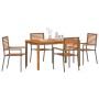 Conjunto de Comedor de Jardín de 5 Piezas Gris Polyratán Acacia,  Sillas de Jardín Apilables con Cojines 2 pcs Gris Polyratán | Foro24.es | Tu tienda online para hogar, jardín y más Foro24.es
