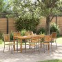 Juego de Comedor de Jardín de 7 Piezas Gris de Polyratán Acacia, Sillas Apilables de Jardín con Cojines 2 pcs Gris de Polyrat...