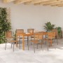 Juego de Comedor de Jardín de 7 Piezas Gris de Polyratán