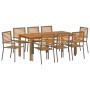 Juego de Comedor de Jardín de 9 Piezas Gris Polirratán Acacia,  Sillas de Jardín Apilables con Cojines 2 pcs Gris Polirratán | Foro24.es | Tu tienda online para hogar, jardín y más Foro24.es