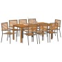 Juego de Comedor de Jardín de 9 Piezas Gris Polirratán Acacia,  Sillas de Jardín Apilables con Cojines 2 pcs Gris Polirratán | Foro24.es | Tu tienda online para hogar, jardín y más Foro24.es