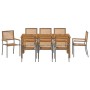 Juego de Comedor de Jardín de 9 Piezas Gris Polirratán Acacia,  Sillas de Jardín Apilables con Cojines 2 pcs Gris Polirratán | Foro24.es | Tu tienda online para hogar, jardín y más Foro24.es
