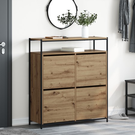 Zapatero con 4 cajones abatibles de roble artesanal 100x34x112 cm | Foro24.es | Tu tienda online para hogar, jardín y más Foro24.es