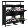 Zapatero con 4 Cajones Plegables Negro Roble 100x34x112 cm by , Shoe racks and shoe organizers - Ref: Foro24-3365549, Price: ...