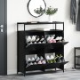 Zapatero con 4 Cajones Plegables Negro Roble 100x34x112 cm by , Shoe racks and shoe organizers - Ref: Foro24-3365549, Price: ...