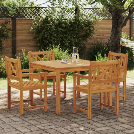Conjunto de Comedor de Jardín de 5 Piezas de Madera Maciza de Acacia, Sillas de Jardín 2 pcs de Madera Maciza de Acacia von ,...
