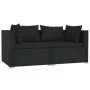 2-seater sofa with black synthetic rattan cushions by vidaXL, Garden sets - Ref: Foro24-317520, Price: 187,70 €, Discount: %