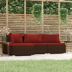 Garden furniture set 4 pieces with brown synthetic rattan cushions by vidaXL, Garden sets - Ref: Foro24-317545, Price: 361,89...