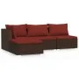 Garden furniture set 4 pieces with brown synthetic rattan cushions by vidaXL, Garden sets - Ref: Foro24-317545, Price: 361,89...