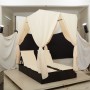 Chaiselongue Doble  con Techo y Cortinas de Poliratán Negro | Foro24.es | Tu tienda online para hogar, jardín y más Foro24.es