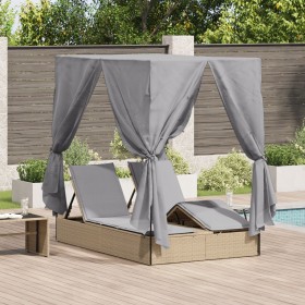 Comprar Doble Tumbona Juego de 2 Beige y gris