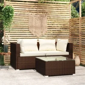 3-piece garden furniture set and brown synthetic rattan cushions by vidaXL, Garden sets - Ref: Foro24-317499, Price: 232,63 €...
