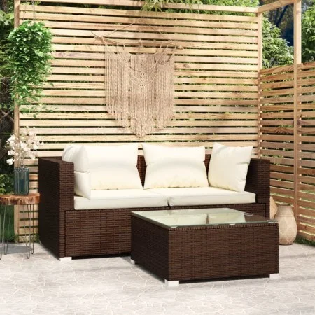 3-piece garden furniture set and brown synthetic rattan cushions by vidaXL, Garden sets - Ref: Foro24-317499, Price: 232,63 €...