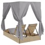 Doble Tumbona Juego de 2 Beige y gris claro Poliratán | Foro24.es | Tu tienda online para hogar, jardín y más Foro24.es