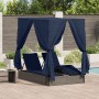 Tumbona Doble Juego de 2 Gris y Azul Marino Ratán Grande | Foro24.es | Tu tienda online para hogar, jardín y más Foro24.es