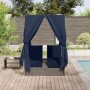 Tumbona Doble Juego de 2 Gris y Azul Marino Ratán Grande | Foro24.es | Tu tienda online para hogar, jardín y más Foro24.es