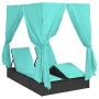 Tumbona Doble Juego de 2 Negra y Turquesa | Foro24.es | Tu tienda online para hogar, jardín y más Foro24.es