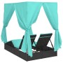 Tumbona Doble Juego de 2 Negra y Turquesa | Foro24.es | Tu tienda online para hogar, jardín y más Foro24.es