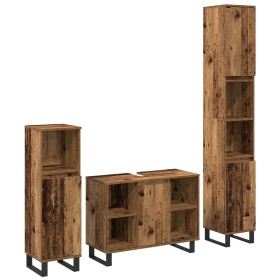 Juego de Muebles de Baño 3 Piezas Madera Vieja