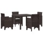 Juego de Comedor de Jardín de 5 Piezas con Cojines Marrón Polirratán by , Garden tables - Ref: Foro24-3378539, Price: 233,07 ...