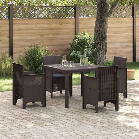 Juego de comedor de jardín de 5 piezas con cojines Marrón Polirratán von , Gartentische - Ref: Foro24-3378540, Preis: 233,07 ...