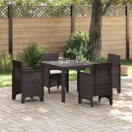 Juego de Comedor de Jardín de 5 Piezas con Cojines Marrón Ratán Sintético by , Garden tables - Ref: Foro24-3378541, Price: 23...
