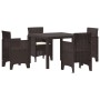Juego de Comedor de Jardín de 5 Piezas con Cojines Marrón Ratán Sintético by , Garden tables - Ref: Foro24-3378541, Price: 23...