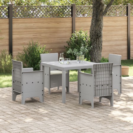 Juego de Comedor de 5 Piezas con Cojines Gris Claro Ratan Sintético | Foro24.es | Tu tienda online para hogar, jardín y más Foro24.es