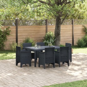 Juego de Comedor de Jardín de 7 Piezas con Cojines de Poliratán Antracita by , Garden tables - Ref: Foro24-3378556, Price: 35...