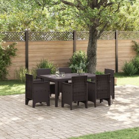 Juego de Comedor de Jardín de 7 Piezas con Cojines Marrón de Ratán Sintético von , Gartentische - Ref: Foro24-3378558, Preis:...