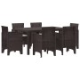 Juego de Comedor de Jardín de 7 Piezas con Cojines Marrón Poliratán by , Garden tables - Ref: Foro24-3378559, Price: 352,33 €...