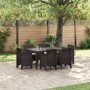 Juego de Comedor de Jardín de 7 Piezas con Cojines Marrón Ratán Poliéster de , Mesas de jardín - Ref: Foro24-3378561, Precio:...