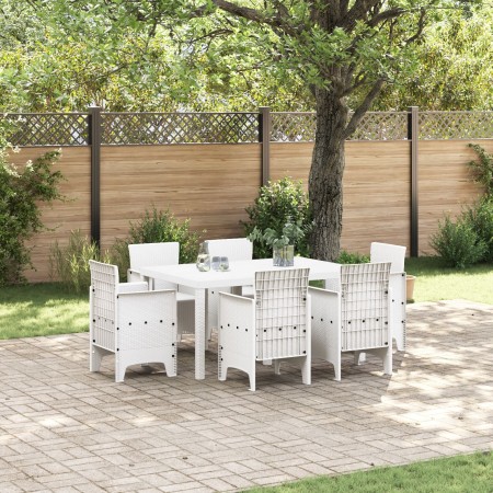 Conjunto de Comedor de Jardín de 7 Piezas Blancas de Ratán by , Garden tables - Ref: Foro24-3378562, Price: 332,74 €, Discoun...