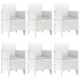 Juego de Comedor de Jardín de 7 Piezas con Cojines Blancos de Poliratán by , Garden tables - Ref: Foro24-3378564, Price: 350,...