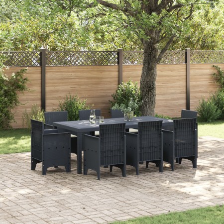 Set de Comedor Jardín de 9 Piezas con Cojines Antracita Poliratán | Foro24.es | Tu tienda online para hogar, jardín y más Foro24.es