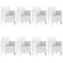 Conjunto de Comedor Jardín de 9 Piezas con Cojines, Ratán Blanco by , Garden tables - Ref: Foro24-3378583, Price: 456,51 €, D...