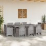 Conjunto de Comedor de Jardín de 9 Piezas con Cojines en Gris Claro Ratán Polietileno | Foro24.es | Tu tienda online para hogar, jardín y más Foro24.es