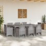 Juego de Comedor de Jardín de 9 Piezas con Cojines de Ratán Sintético Gris Claro von , Gartentische - Ref: Foro24-3378589, Pr...