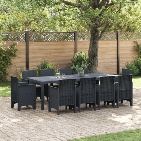 Conjunto de Comedor de Jardín de 11 Piezas con Cojines Antracita Poliratán by , Garden tables - Ref: Foro24-3378593, Price: 5...