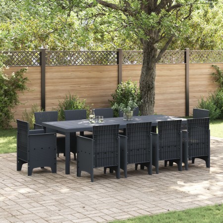 Conjunto de Comedor de Jardín de 11 Piezas con Cojines Antracita Poliratán by , Garden tables - Ref: Foro24-3378593, Price: 5...
